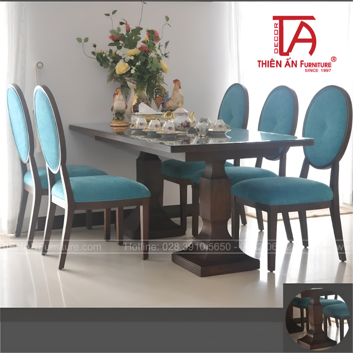 Bộ Bàn Ăn Bán Cổ Điển TA 8014